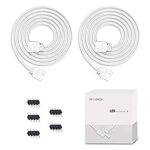 Plozoe LED Strip Verlängerung, 2 Pack Weiß 2M 4Pin LED Verlängerungskabel Drah mit 10mm 4-Poligem Mann zu Mann Verbinder für 4 polig RGB 3528 5050 2835 LED-Streifen Licht DIY Zubehör von Plozoe
