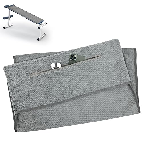 PlsMupn Fitness Handtuch Mikrofaser Handtücher 120x50cm Sporthandtuch Gym Handtuch mit Reißverschlusstasche Tasche für Herren Damen Saugfähig Handtuch für Sport Fitnessstudio Yoga von PlsMupn