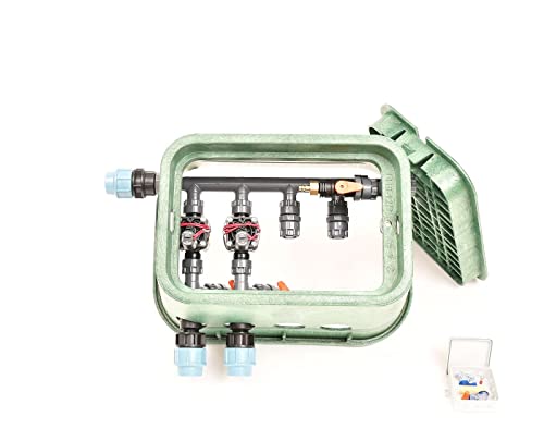 Plug&Rain 2er-Ventilbox Hunter PGV mit Durchflussregulierung und Druckluftanschluss, 32 mm (1") Expert von Plug&Rain