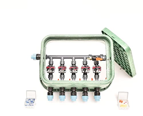 Plug&Rain 5er-Ventilbox Hunter PGV mit Durchflussregulierung und Druckluftanschluss, 25 mm (3/4") Expert von Plug&Rain