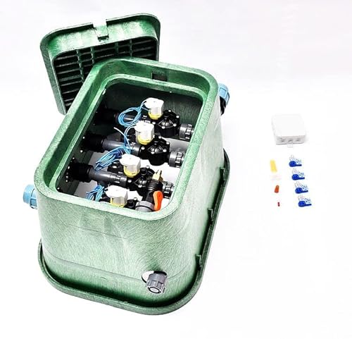Plug&Rain Ventilbox mit 4 RPE Gleichstrom Magnetventilen (4 Zonen) für 32 mm PE-Rohr Bewässerung, 24V DC von Plug&Rain
