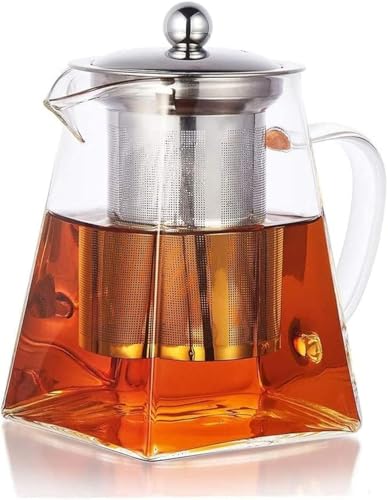 PluieSoleil Klarglas-Teekanne mit Teesieb, runde Teesieb-Teekanne, Hitzebeständige Borosilikatglas-Sieb-Teekanne, Herdsicherer Teebereiter 950ML von PluieSoleil