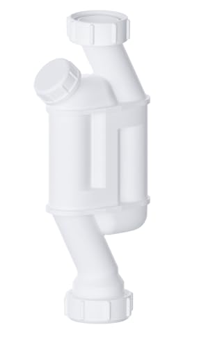 PlumbEZ Durchgangsfalle, 32 mm, Standfalle mit Reinigungsöse für Waschbecken, gerader Waschbeckenverschluss mit Multi-Fit-Ablaufgarnitur von PlumbEZ
