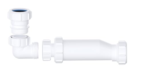 Selbstschließender Badewannenabfalleimer mit mehreren Ausrichtungen, 40 mm – wasserlose Duschfalle, platzsparendes Ablauf-Set, effiziente Spülbecken-Abflusslösung mit vertikaler oder horizontaler von PlumbEZ