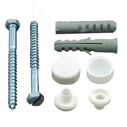 Universelles WC-Befestigungsset – Toilettenschüssel-Bodenbefestigungsset mit M6 x 70 mm Ankerschrauben und weißen Kappen – Pfannen-Befestigungsschrauben-Set für WC- oder Bidet-Installation und von PlumbEZ