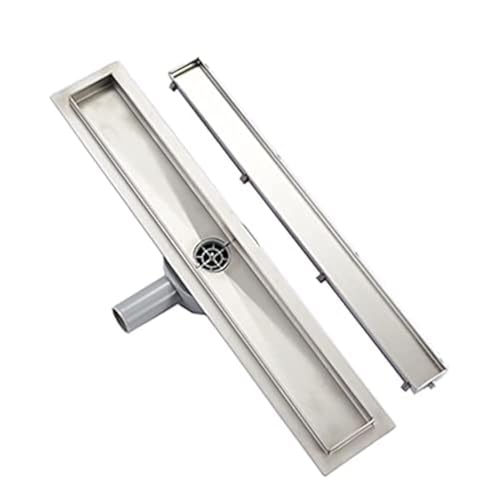 Plumbsys Edelstahl Duschrinne 50cm ，2in1 Befliesbar Doppelseitige bodenablauf Komplettset，Duschablauf 360°drehbarer Siphon mit Geruchsstop und Haarsieb，Ablaufrinne extra flach，Schnelle Drainage von Plumbsys