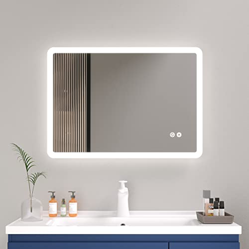 Plumbsys LED Badspiegel Badezimmerspiegel mit 3-Farben des Lichts Badezimmer Beleuchtung Antibeschlag Wandspiegel 70x50cm Touchschalter + Beschlagfrei + IP54 wasserdicht A ECO von Plumbsys