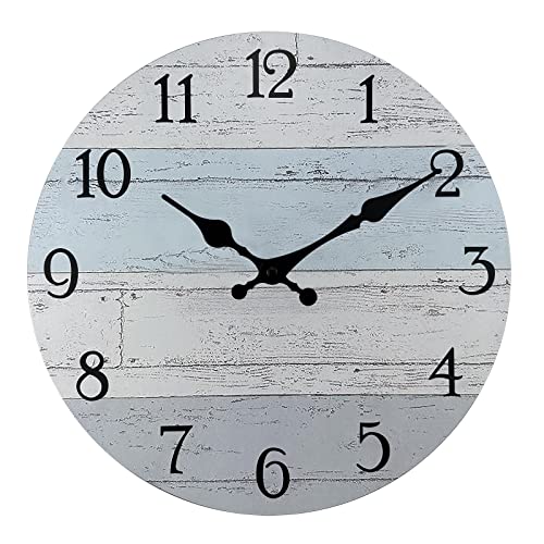 Plumeet 40.6cm Extra Große Holz Wanduhr Rahmenlose Wanduhr mit Geräuschlosem Quarzwerk Moderner Rustikale Küsten Country Village Uhr Dekoration Wohnzimmer Schlafzimmer Küche von Plumeet