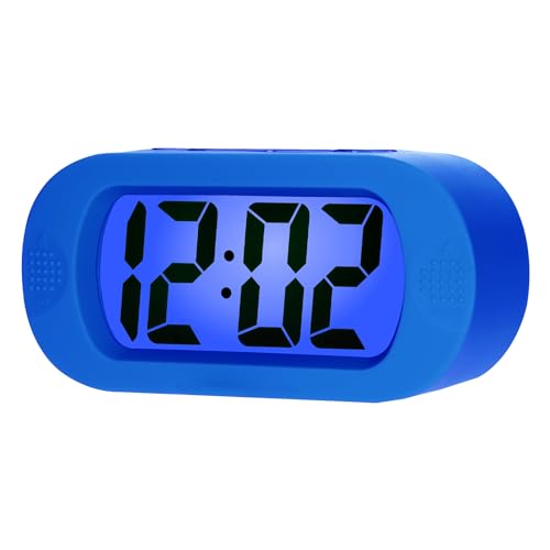 Plumeet Einfach Einzustellen, Großer Digitaler LCD-Reisewecker, Mit Schlummermodus und Nachtlicht, Ansteigendem Soundalarm & Handgerät-Größe, Kinder (Blau) von Plumeet