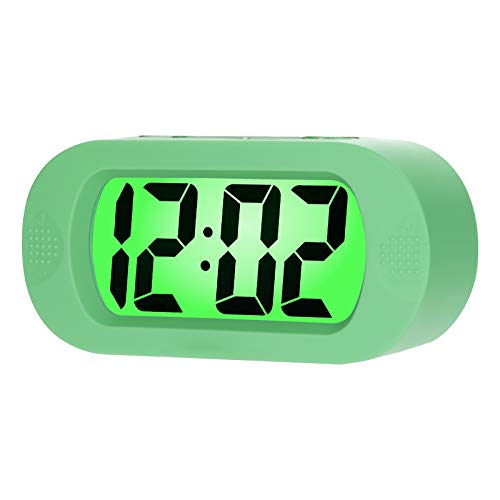 Plumeet Einfach Einzustellen, Großer Digitaler LCD-Reisewecker, Mit Schlummermodus und Nachtlicht, Ansteigendem Soundalarm & Handgerät-Größe, Kinder (Cyan) von Plumeet