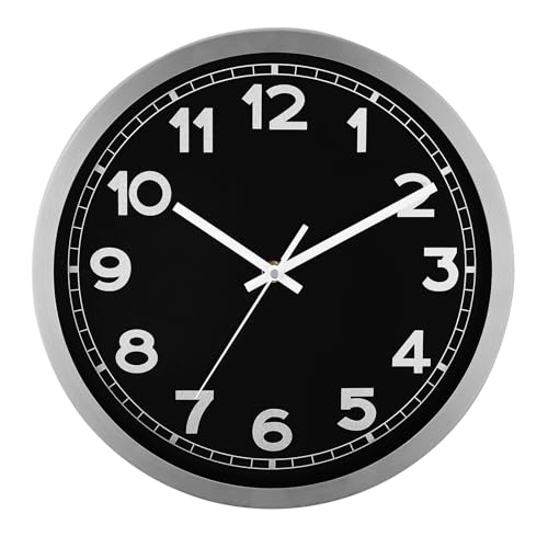 Plumeet Extra Große Wanduhr, 40.6cm Batteriebetriebene Wanduhr mit Aluminiumrahmen, Nicht Tickende, Geräuschlose Metallwanduhren, Dekorative Küche, Wohnzimmer, Schlafzimmer, Schwarz Plumeet Extra Große Wanduhr, 40.6cm Batteriebetriebene Wanduhr mit Aluminiumrahmen, Nicht Tickende, Geräuschlose Metallwanduhren, Dekorative Küche, Wohnzimmer, Schlafzimmer, Schwarz von Plumeet