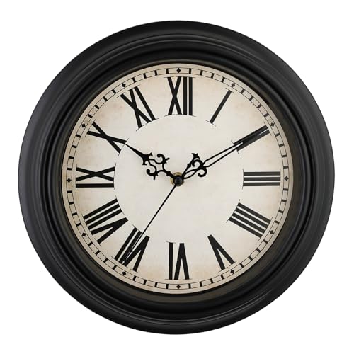 Plumeet Klassische Retro Wanduhr 25cm - Ruhig Ohne Tickgeräusche für Wohnzimmer, Schlafzimmer - Mit Römischen Ziffern, Schwarz Plumeet Klassische Retro Wanduhr 25cm - Ruhig Ohne Tickgeräusche für Wohnzimmer, Schlafzimmer - Mit Römischen Ziffern, Schwarz von Plumeet