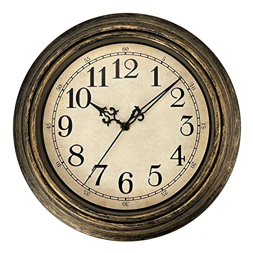 Plumeet Wanduhr Klassisch 30cm Ruhige Retro Wanduhr ohne Tickgeräusche für Wohnzimmer - Schlafzimmer - Batteriebetrieben (Arabische Ziffern) von Plumeet