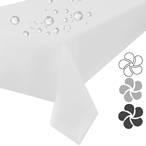 Plumeri Tischdecke Weiß abwashbare Lotuseffekt bü̱gelfrei Tischtuch Tischdekoration Tafeltuch (Weiß 140x300) von Plumeri