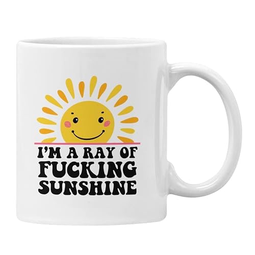 Lustige Tasse mit Aufschrift "I'm a Ray of Sunshine", Geschenk (weiß) von Plumfoolery