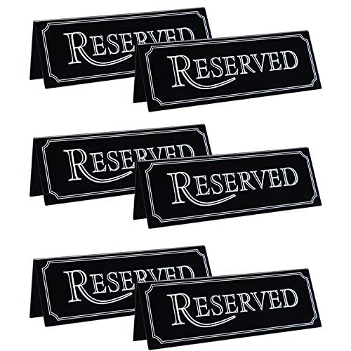 6 Stück Schwarz Reserviert Tischschild, 20X7cm Gastreservierung Sitzplatzschilder Tischaufsteller Tischkarten Tafelschild Acryl Schilder für Partys, Hochzeiten, Bistro, Restaurant von Plunag