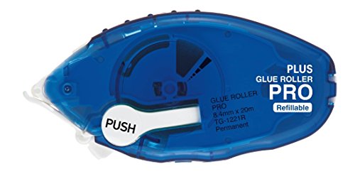 Plus Japan TG-1221 Kleberoller PRO mit Power-Gear und Kantenschiene, nachfüllbar, 20 m x 8.4 mm von PLUS