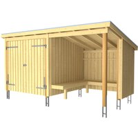 PLUS Gartenhaus "Nordic", (Packung), Grillhütte 9,5 m² mit Doppeltür, Dachpappe/Aluleisten/H-Füße von Plus