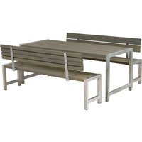 PLUS Garten-Essgruppe "Plankengarnituren", (3 tlg.), bestehend aus: Tisch und 2 Bänke + 2 Rückenlehnen von Plus