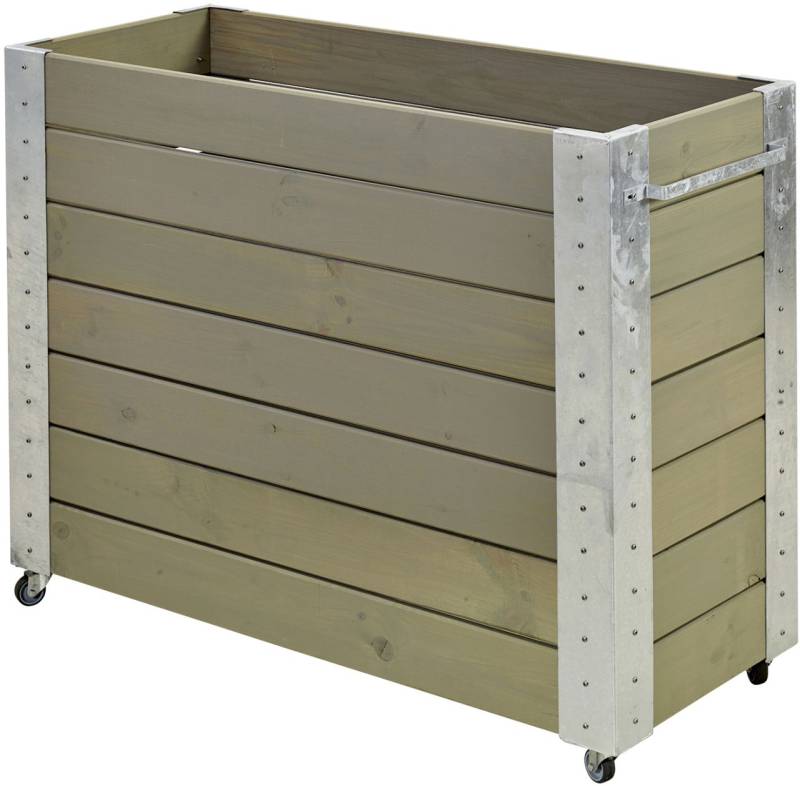 Plus Blumenkasten Cubic mit Räder Druckimpräg.RAL 7023 Graubraun von Plus