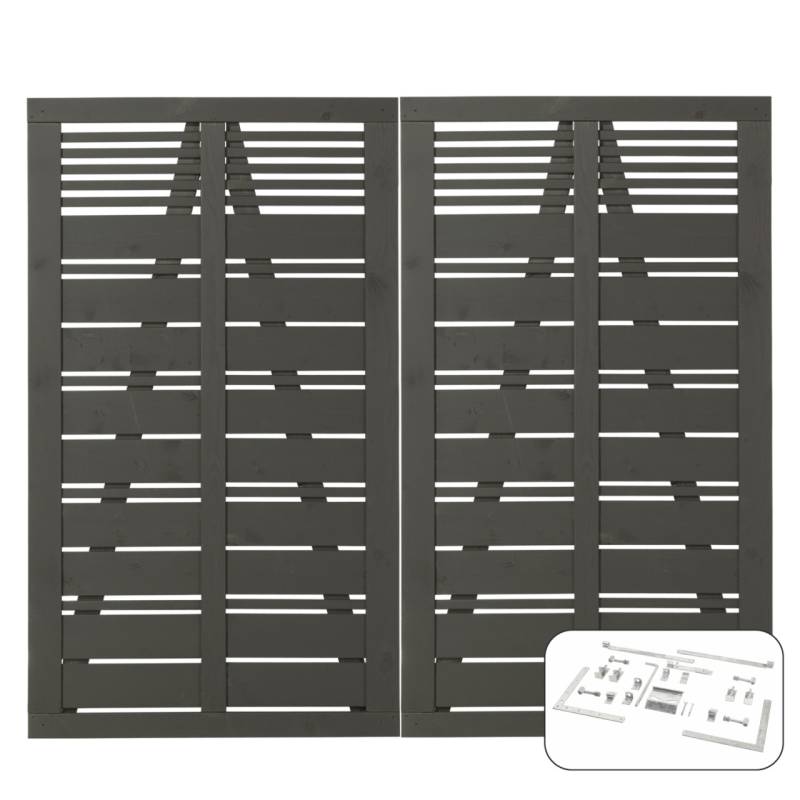Plus Doppeltor Silence inkl. Beschläge 200 x 170 cm umbragrau fungizidbehandelt von Plus