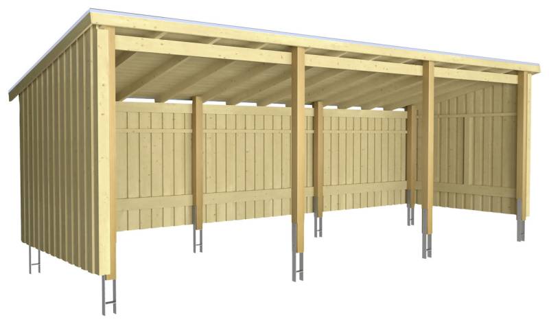 Plus Gartenhaus Nordic Multi 619 x 208 cm natur offen mit Dachpappe, H-Anker von Plus