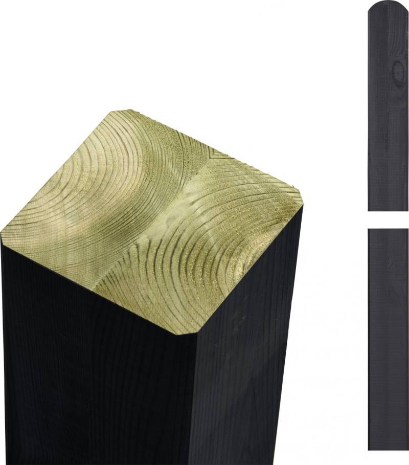 Plus Leimholzpfosten 268 cm 90 x 90 mm schwarz Kopf gerundet von Plus