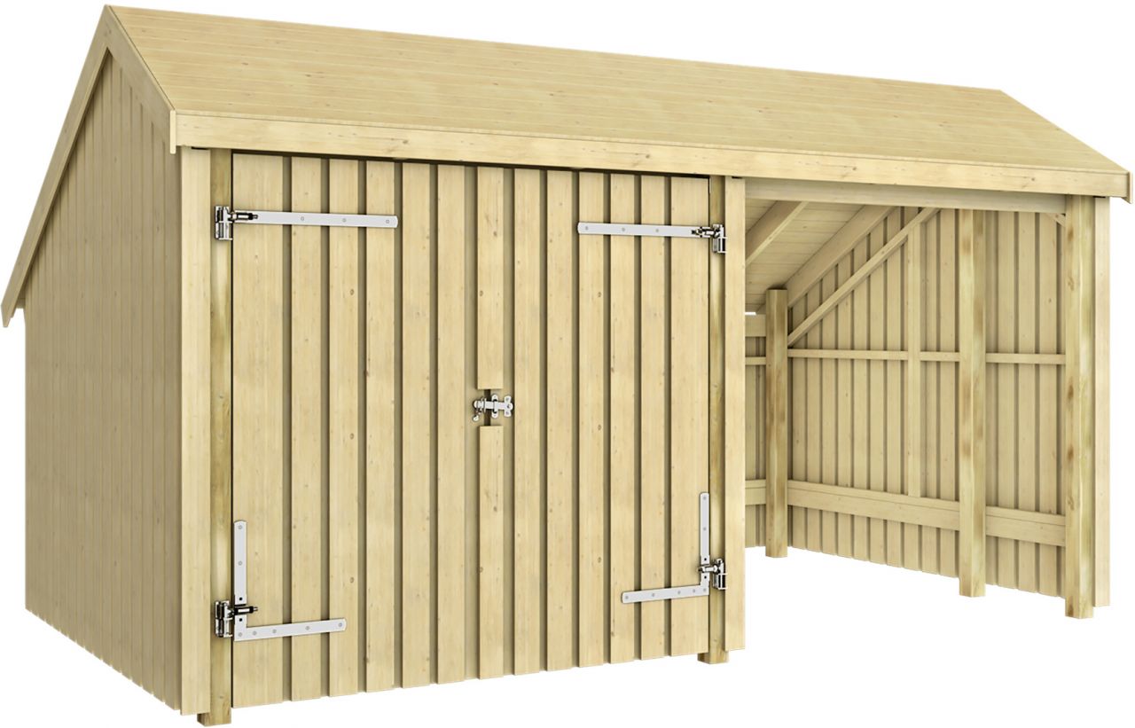 Plus Gartenhaus Multi 2 Module 445 x 258 cm natur mit Doppeltür von Plus