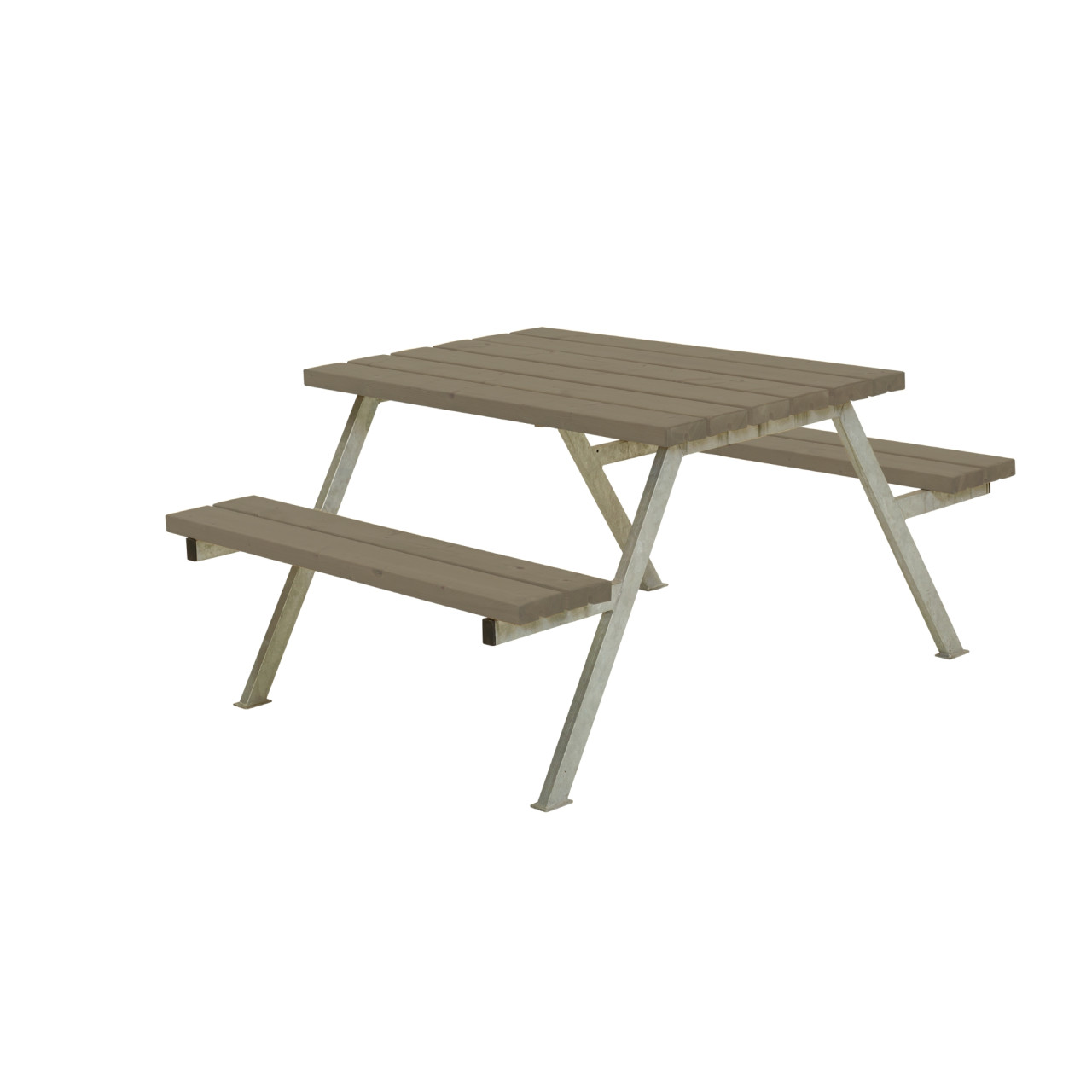 Plus Picknicktisch Alpha Stahl-Holz 118 x 161 x 73 cm graubraun von Plus