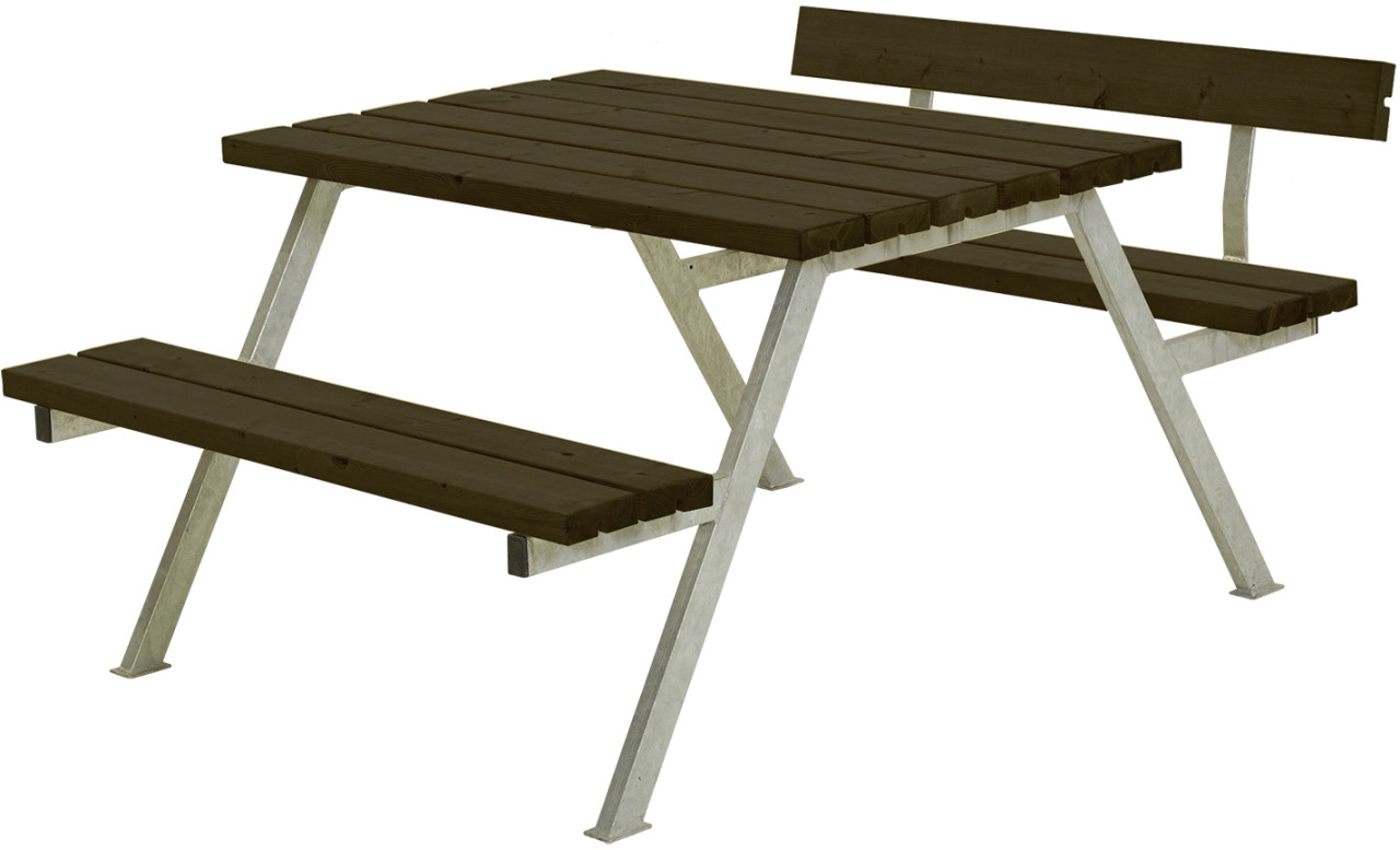 Plus Picknicktisch Alpha Stahl-Holz 118 x 173 x 73 cm schwarz mit Rückenlehne von Plus