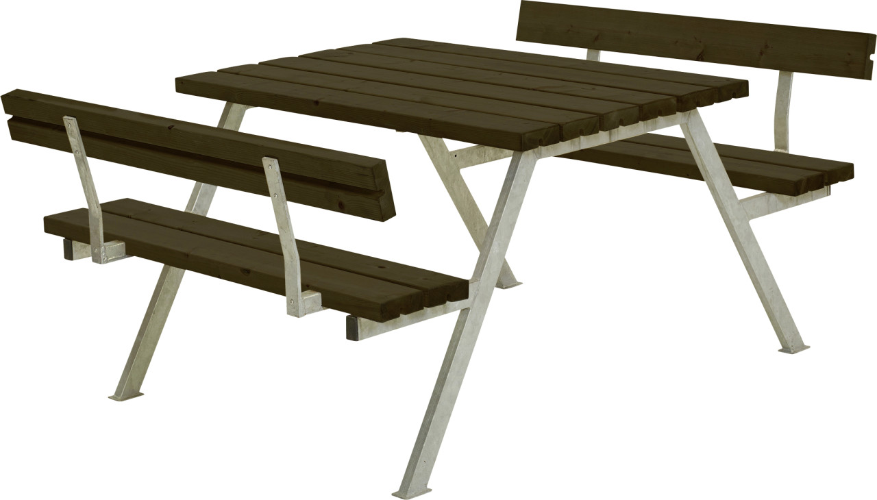 Plus Picknicktisch Alpha Stahl-Holz 118 x 185 x 76 cm schwarz mit 2 Rückenlehnen Plus Picknicktisch Alpha Stahl-Holz 118 x 185 x 76 cm schwarz mit 2 Rückenlehnen von Plus