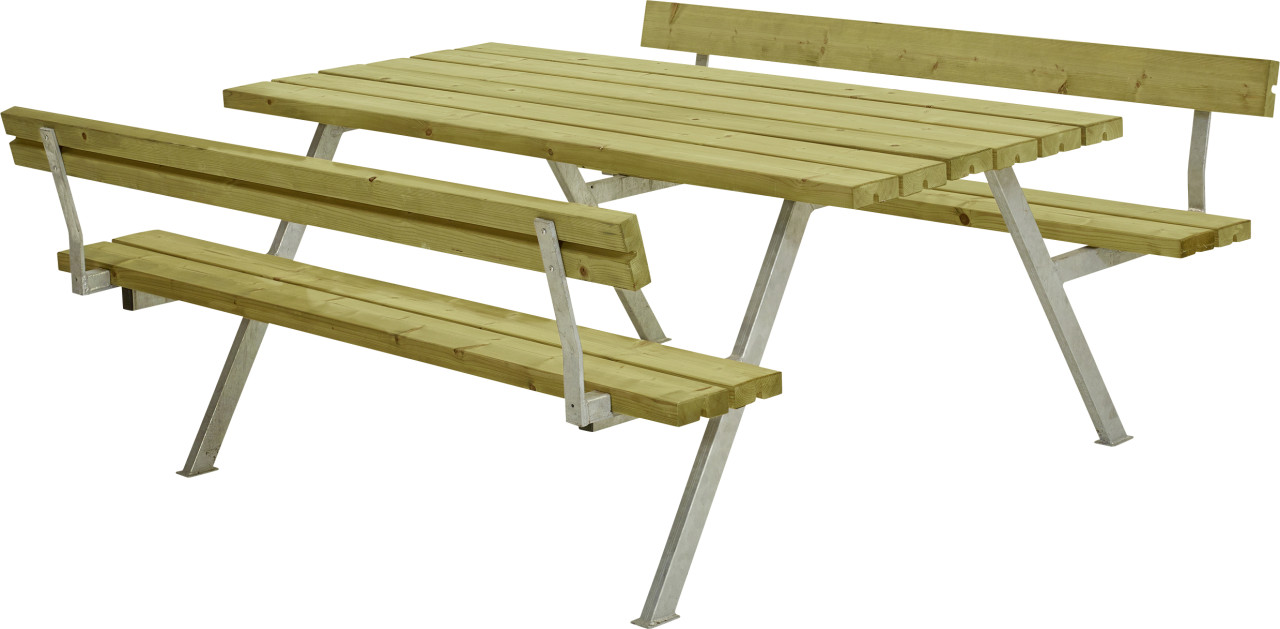 Plus Picknicktisch Alpha Stahl-Holz 177 x 185 x 76 cm natur mit 2 Rückenlehnen von Plus