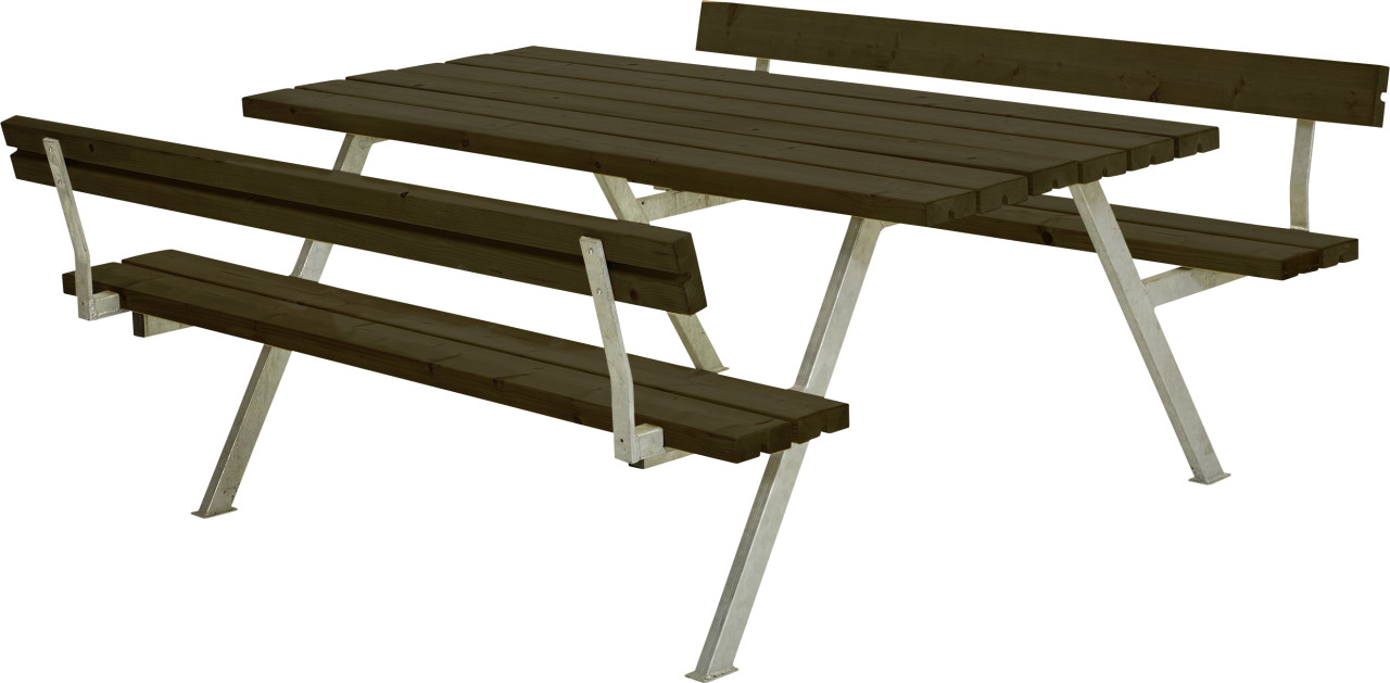 Plus Picknicktisch Alpha Stahl-Holz 177 x 185 x 76 cm schwarz mit 2 Rückenlehnen von Plus