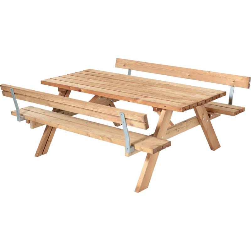 Plus Picknicktisch ThermoWood 179 x 177 x 71 cm goldbraun mit 2 Rückenlehnen von Plus