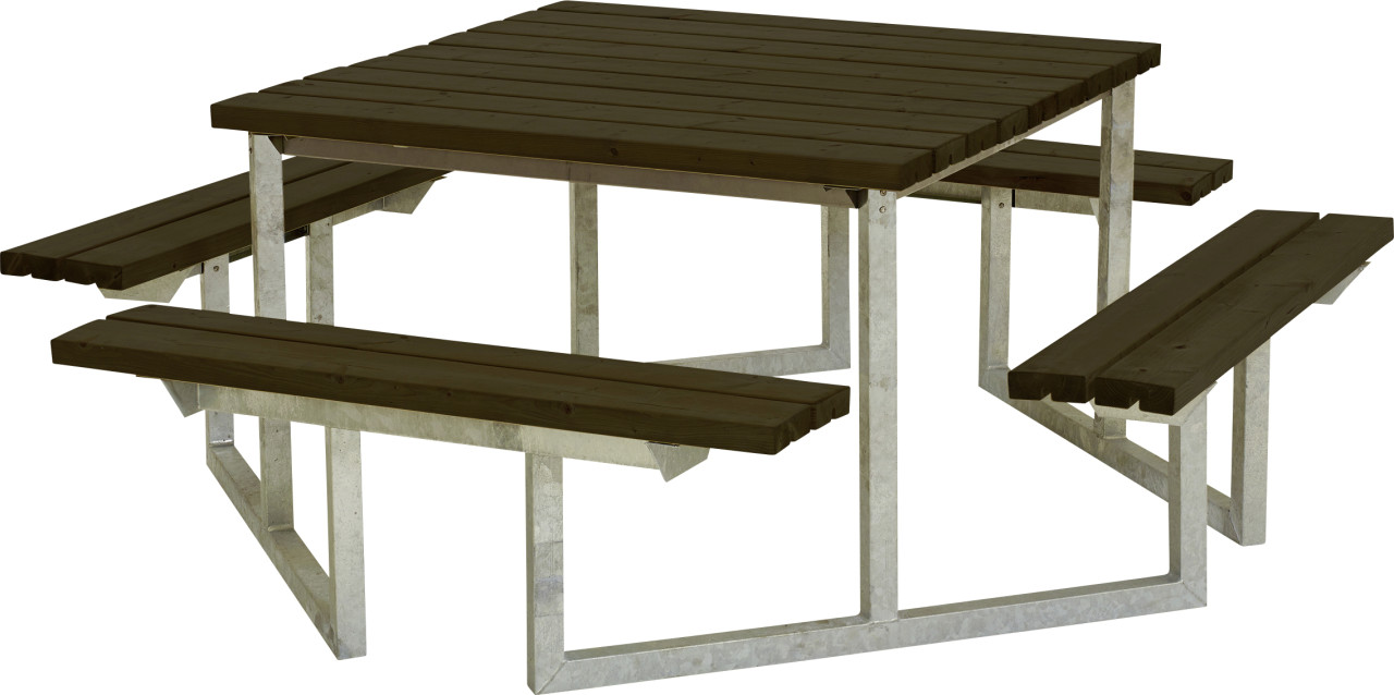 Plus Picknicktisch Twist Stahl-Holz 204 x 204 x 73 cm schwarz von Plus