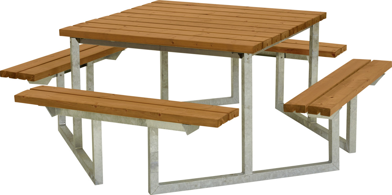 Plus Picknicktisch Twist Stahl-Holz 204 x 204 x 73 cm teak von Plus