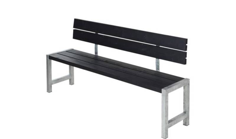 Plus Plankenbank 176 x 38 x 81 cm schwarz mit Rückenlehne von Plus