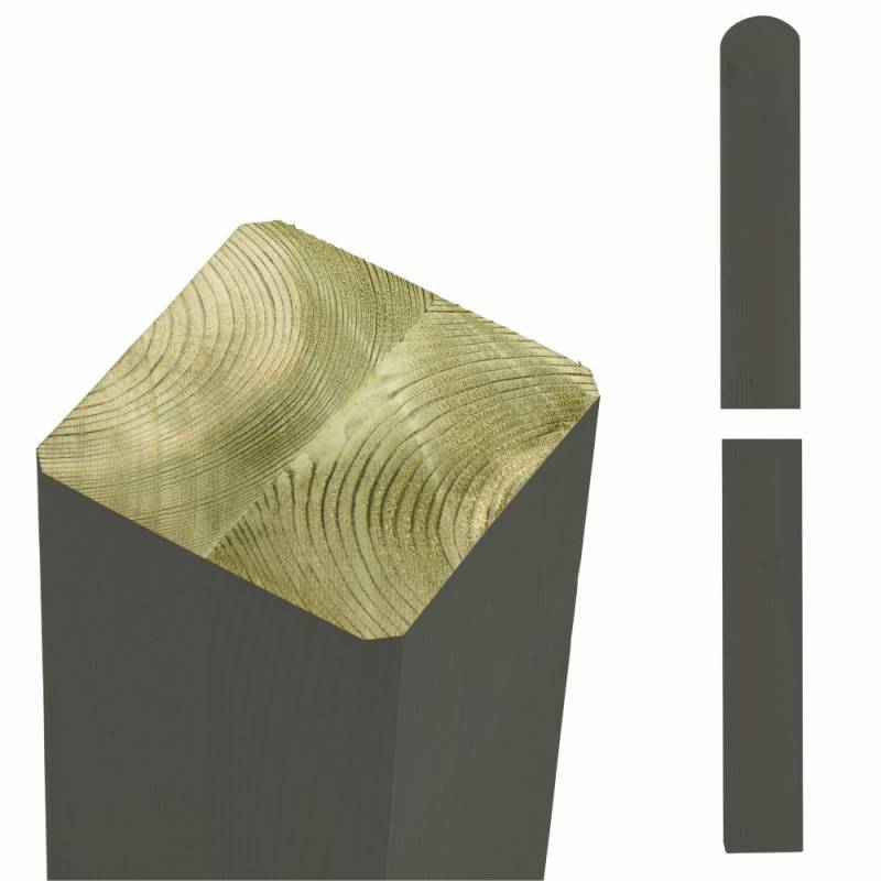 Plus Verleimte Pfosten Kopf gerundet 9 x 9 x 298 cm umbragrau von Plus