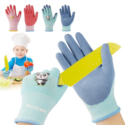 Plusawa Kinderhandschuhe, Anti-Cut, Nylon + Spandex Handschuh Kern, rutschfest und kratzfest, bequem und atmungsaktiv. Geeignet für Kinder Outdoor-Aktivitäten, 2 Paar Packung, (S) von Plusawa