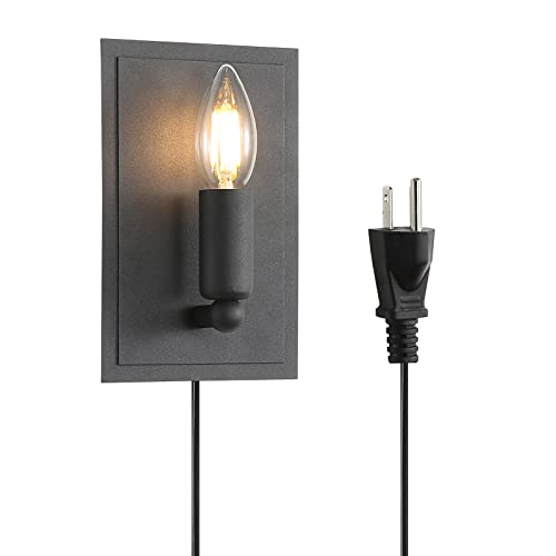 Pluslamp Plug-in-Wandleuchte,schwarze Wandleuchten,einzelne Design-Wandleuchte für Schlafzimmer,Wohnzimmer,Schminktischlampe für Spiegelzimmer,Wandleuchte für Bauernhaus von Pluslamp