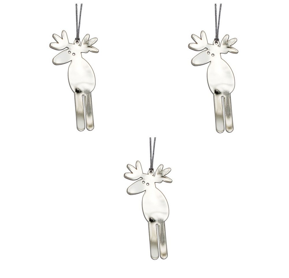 Pluto Produkter AB Christbaumschmuck 3 Deko-Hänger RENTIER/ELCH 9cm aus Metall von Pluto Produkter Sweden (3-tlg) von Pluto Produkter AB