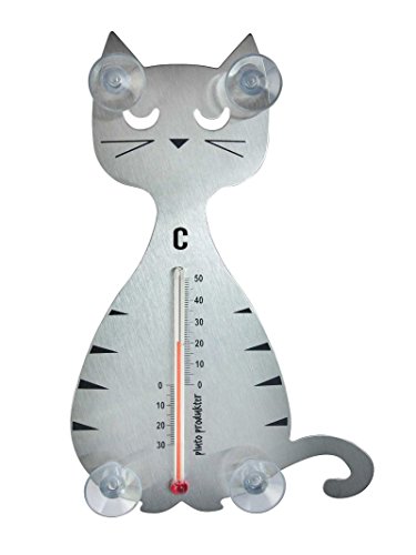 Pluto Thermometer Katze silberfarben - Fensterthermometer - Hanna's Laden von Pluto