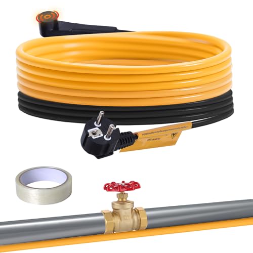 Plutohiker 4m Frostschutz Heizkabel, Wasserdichte Begleitheizung mit Automatischer Thermostat, Rohrbegleitheizung für Wasserleitung,Pflanzen,Dachrinnen,Palmen 15W/m 230V von Plutohiker