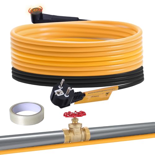 Plutohiker 6m Frostschutz Heizkabel, Wasserdichte Begleitheizung mit Automatischer Thermostat, Rohrbegleitheizung für Wasserleitung,Pflanzen,Dachrinnen,Palmen 15W/m 230V von Plutohiker