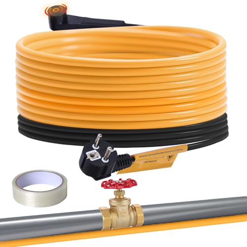 Plutohiker 8m Frostschutz Heizkabel, Wasserdichte Begleitheizung mit Automatischer Thermostat, Rohrbegleitheizung für Wasserleitung,Pflanzen,Dachrinnen,Palmen 15W/m 230V von Plutohiker