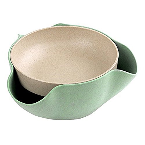 Plutreas Double Dish Pistazien Schüssel, Snack-Servierschale für Erdnüsse, Pistazien, Kirschen, Edamame, Früchte, Süßigkeiten (grün) von Plutreas