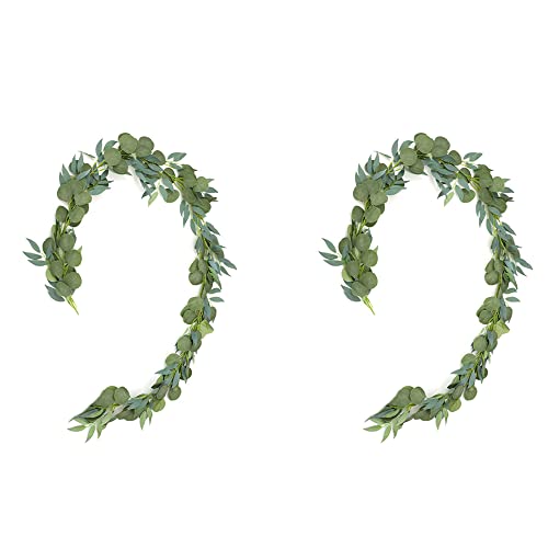 Pluuttiem 2 StüCke KüNstliche Rattan Rundes Blatt Weiden Blatt Eukalyptus Rattan Eukalyptus Blatt Rattan Efeu Hochzeit Party Rattan C von Pluuttiem