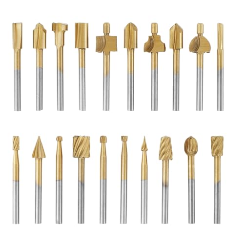 Pluuttiem 20-Teiliges Holzschnitz-Bit-Gravierfr?ser-Bit-Set Aus HSS mit 3 mm Schaft f¡§1r Rotationswerkzeuge zum Selbermachen von Pluuttiem
