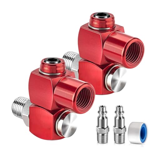 Pluuttiem 2er-Pack 1/4 NPT 360 Grad Drehbare Luftschlauchverschraubungen, Leckagefreier Luftschlauchanschluss mit 1/4 MNPT-Schnellanschluss von Pluuttiem