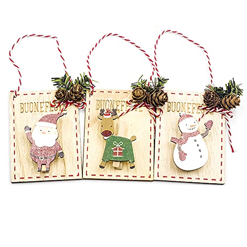 Pluuttiem 3Stück Weihnachtsdekoration Haus Hangtag Ausschnitt Holzschild Ornament für Weihnachten Schranktür Fensterdekoration von Pluuttiem